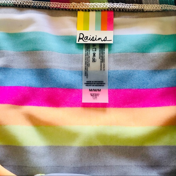 Raisins Neon Stripe Mesh Tie Bikini Bottoms NWT - Picture 6 of 12